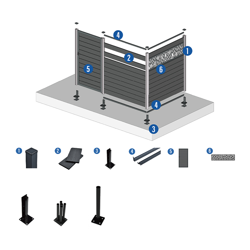 Drvena plastična kompozitna Wpc ograda Kućni vrt Dvorišne ograde Paneli bolji od vinilne pvc ograde Vodootporna vanjska ploča za privatnost Hdpe