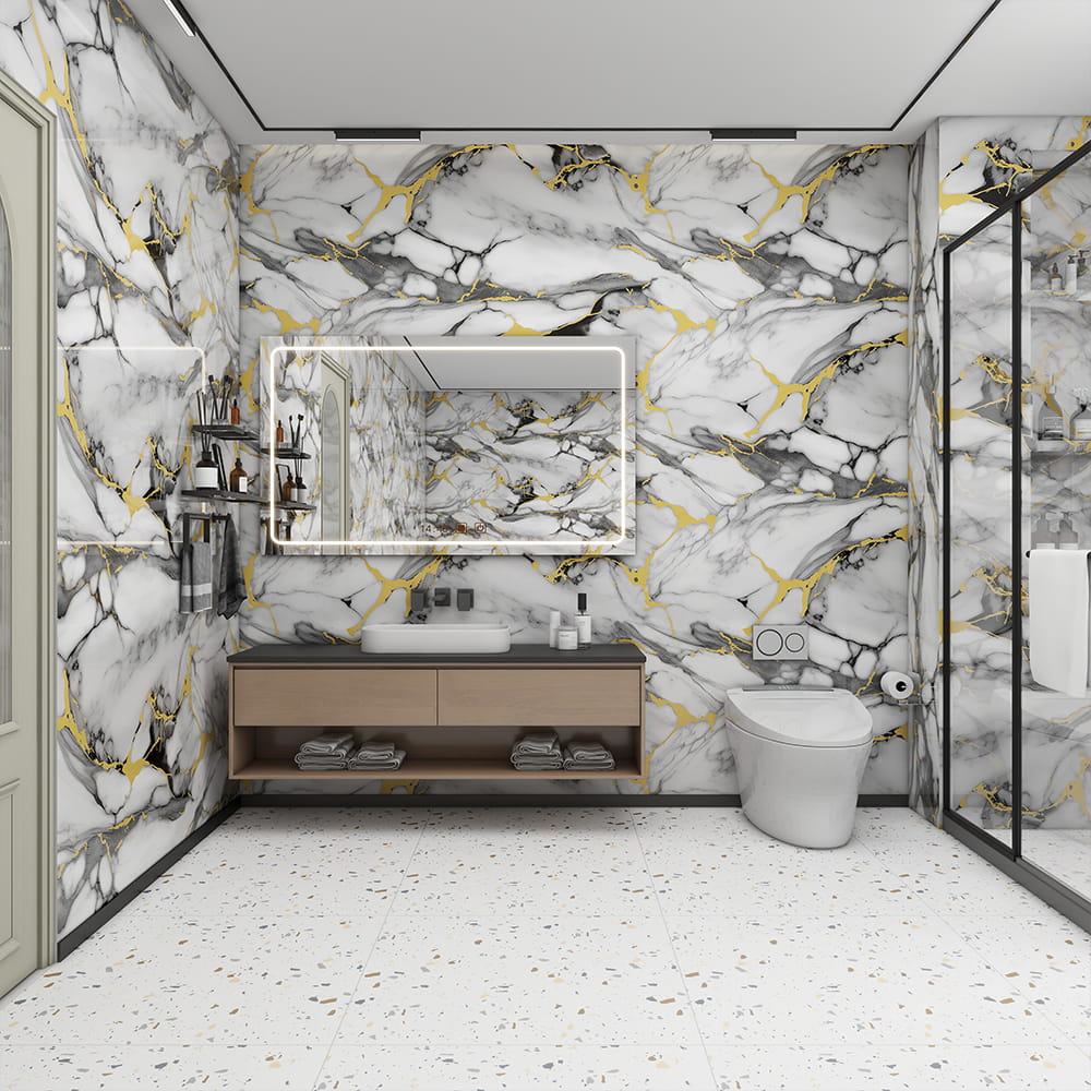 Moderna visokosjajna mramorna tapeta u roli PVC samoljepljiva vodootporna unutarnja dekoracija doma Naljepnica od mramorne ploče